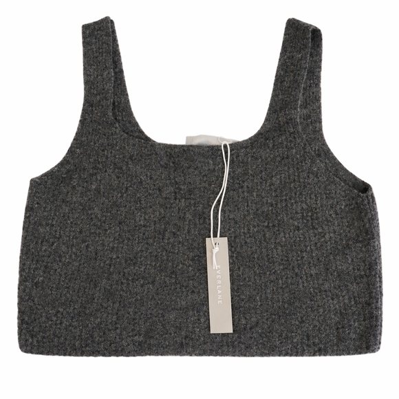 Everlane NWT The Cozy-Stretch Cropped Wool Yak Tank in Charcoal Gray  L - Picture 2 of 6